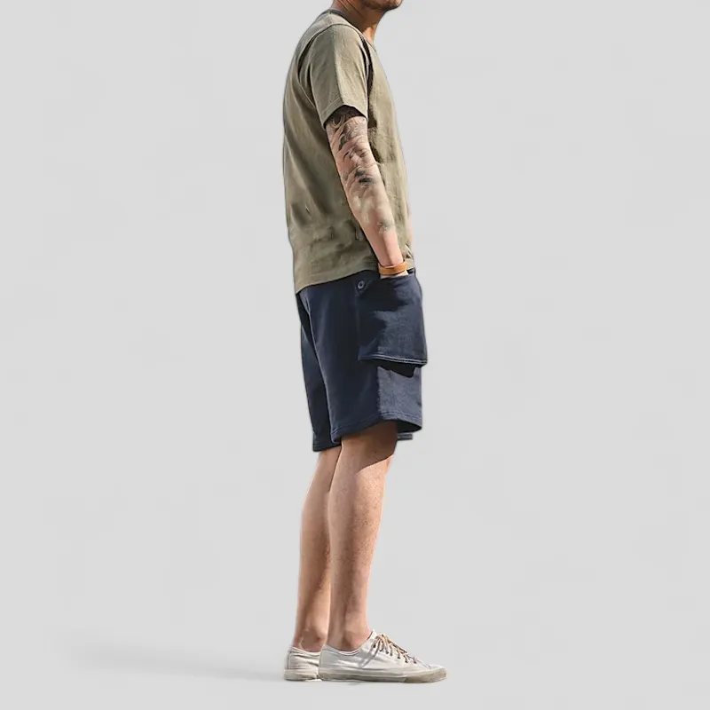 Oversized cargo pocket french terry shorts