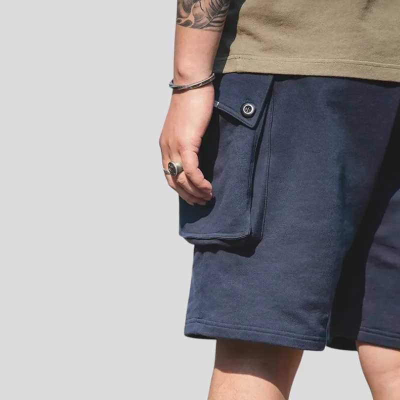 Oversized cargo pocket french terry shorts