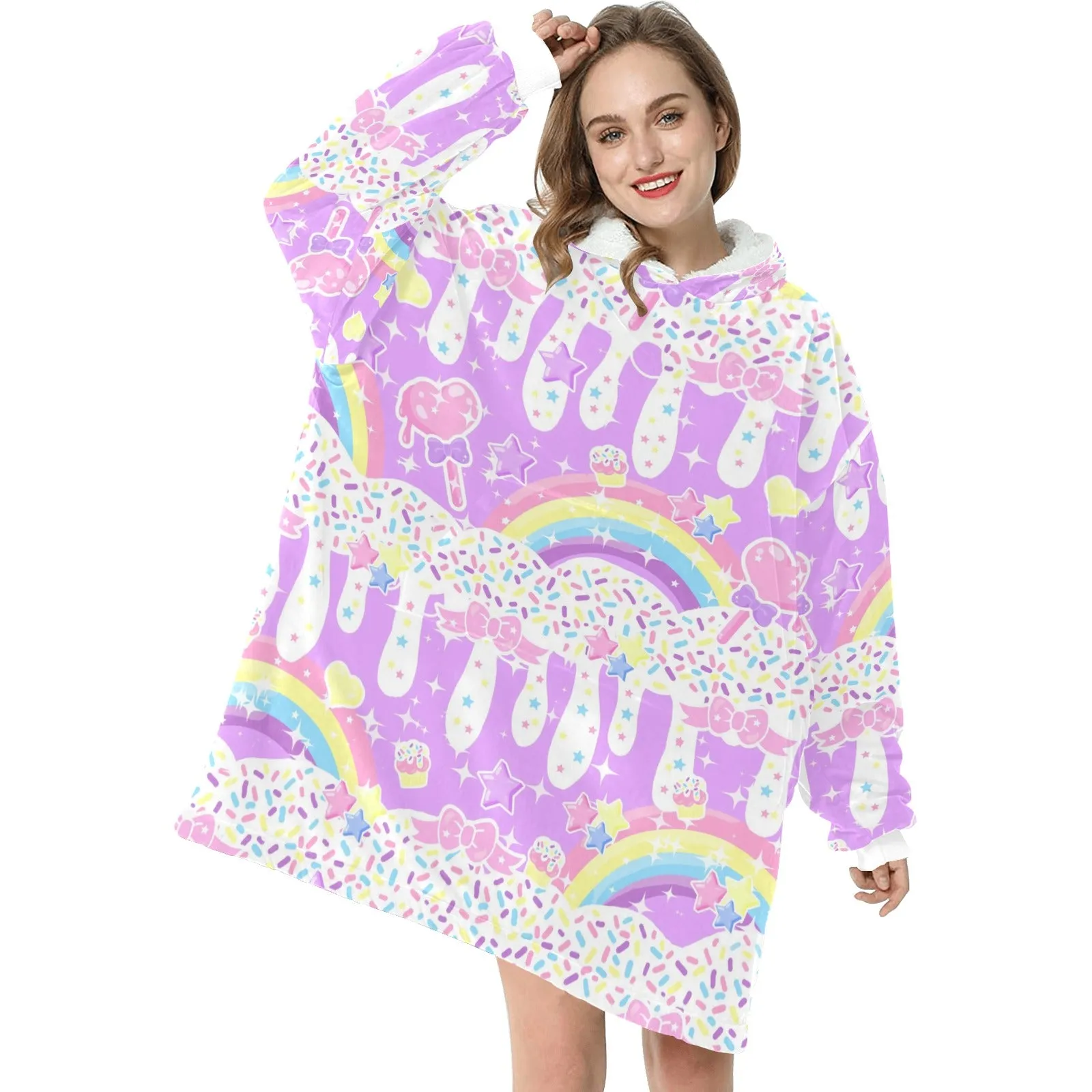 Rainbow Sweets Purple Blanket Hoodie