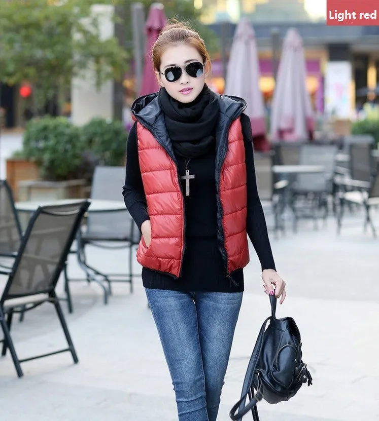 Spring Thickening Outerwear Hooded Patterns Fashionable Casual Cotton Women Vest Jacket Motorcycle Vest