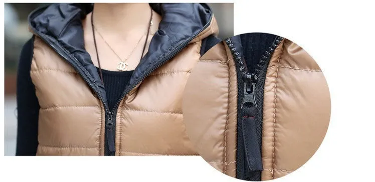 Spring Thickening Outerwear Hooded Patterns Fashionable Casual Cotton Women Vest Jacket Motorcycle Vest