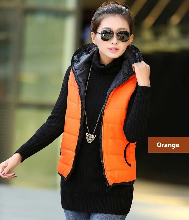 Spring Thickening Outerwear Hooded Patterns Fashionable Casual Cotton Women Vest Jacket Motorcycle Vest