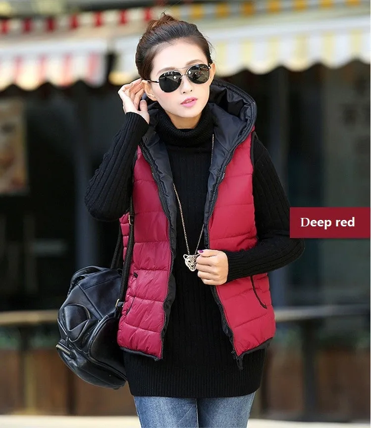 Spring Thickening Outerwear Hooded Patterns Fashionable Casual Cotton Women Vest Jacket Motorcycle Vest