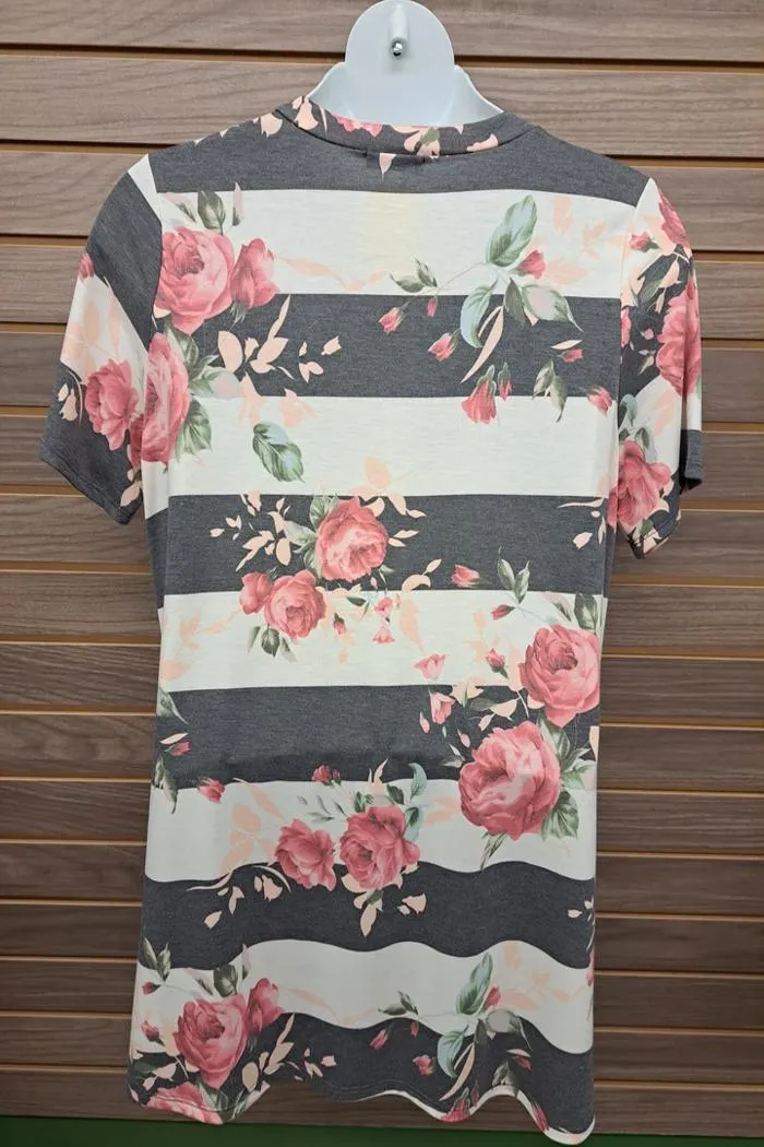 Striped Floral Tee