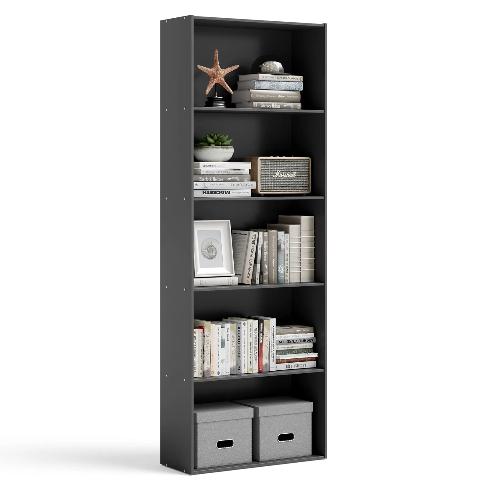 Tangkula 5-Shelf Bookcase, 23.5''L x 9.5''W x 67''H