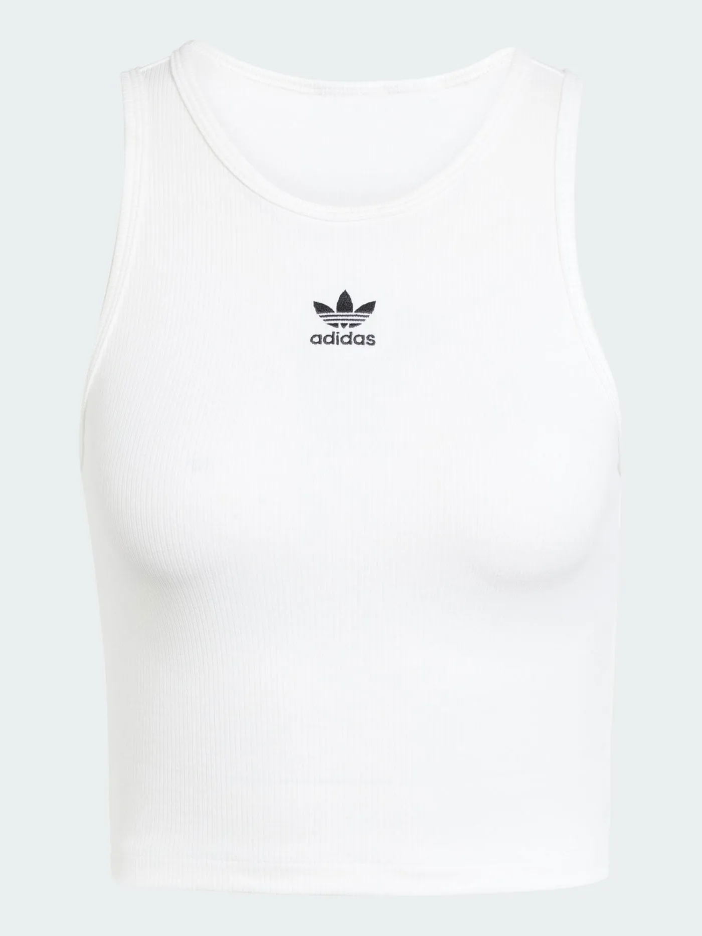 Trefoil Essential Rib White Tank Top