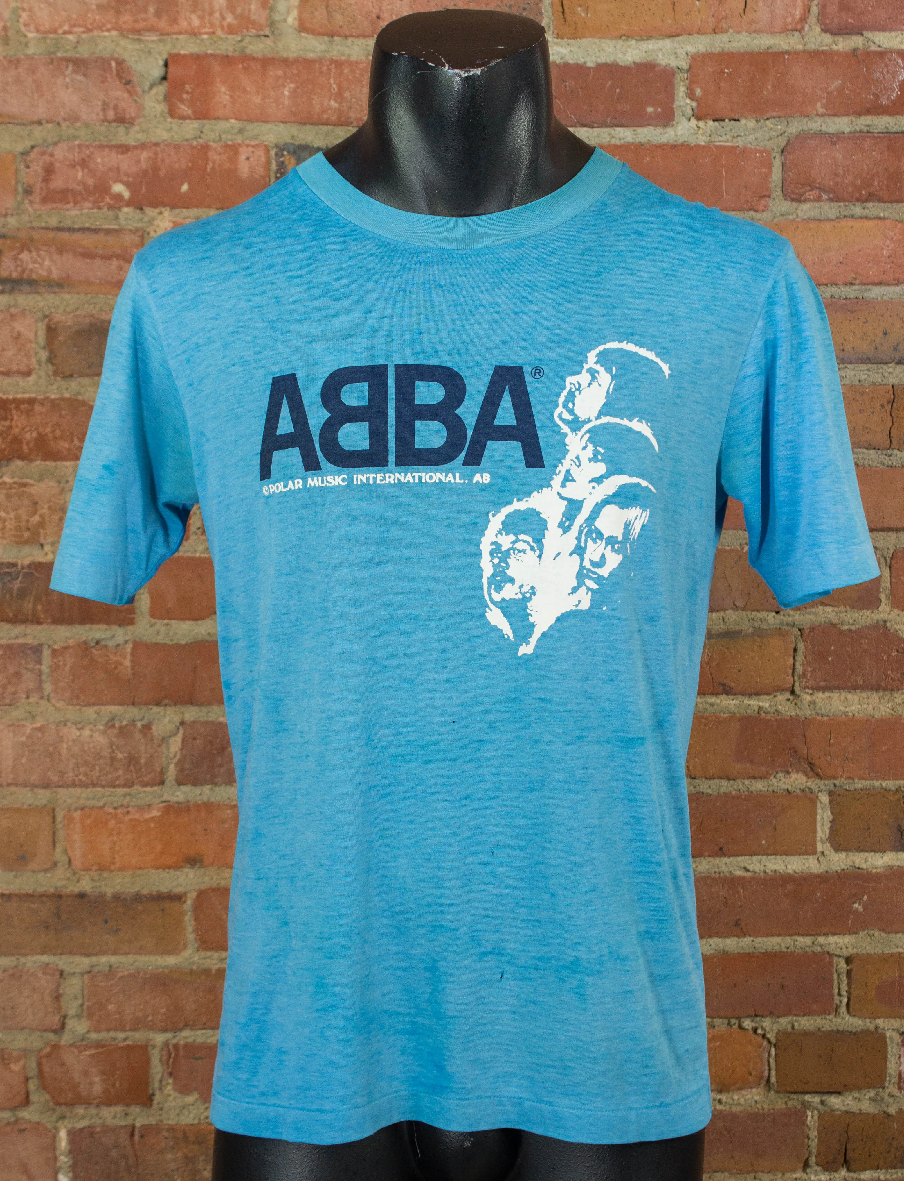 Vintage ABBA Concert T Shirt 70s Polar Music International Blue Medium