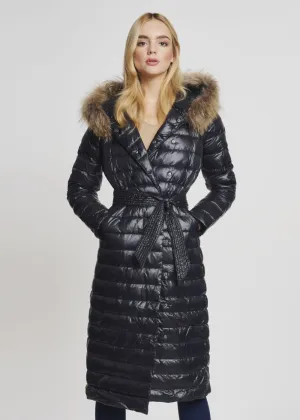 Womens Black Down Fur Jacket